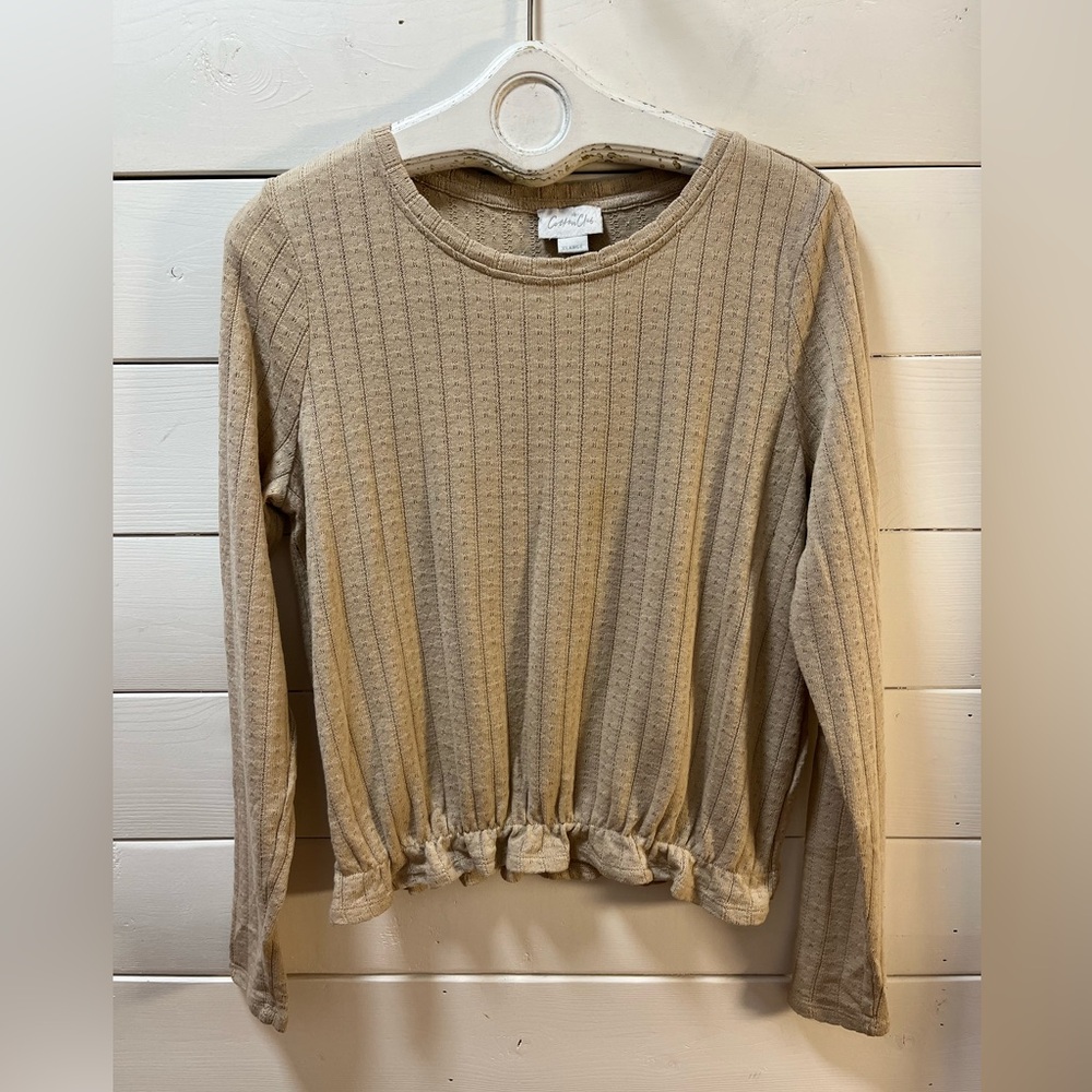 COTTON CLUB Ribbed Knit Top Cream – XL